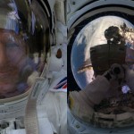 Britanski astronavt Tim Peake posname selfi med prvim sprehodom po vesolju.