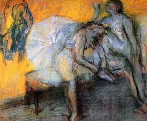 Edgar Degas, Two Dancers Resting I (okoli leta 1874)