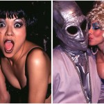 Levo: japonska pevka Nokko na nastopu v Clubu USA, 1993. Desno: Rhonda Shear poljublja zamaskiranega žurerja v Film Studiu, 1995.