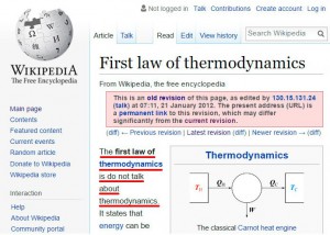 Prvi zakon termodinamike je: ne govori o termodinamiki.