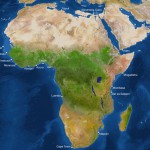 Kako bi bila videti Zemlja, če bi se ves led stalil: 
Afrika